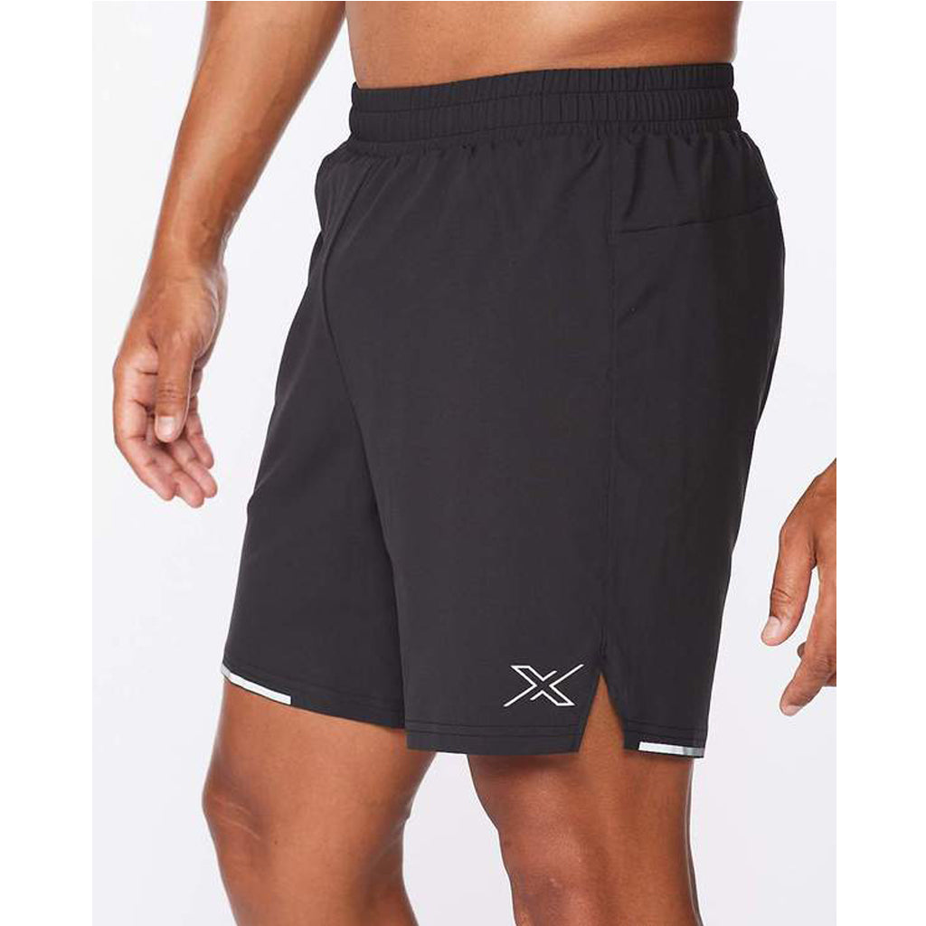 2XU Aero 7 Men's Running Shorts Black Silver Reflective