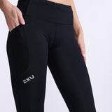 2XU Aero Mid-Rise Compression 3/4 Tights Women's Black Silver Reflect