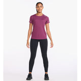 2XU Aero Tee Women's Mulberry Elderberry Reflective