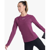 2XU Ignition Long Sleeve Base Layer Women's Beet Marle Silver Reflective