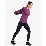2XU Ignition Long Sleeve Base Layer Women's Beet Marle Silver Reflective