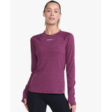 2XU Ignition Long Sleeve Base Layer Women's Beet Marle Silver Reflective