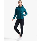 2XU Light Speed Waterproof Jacket Women's Deep Jade Silver Reflective