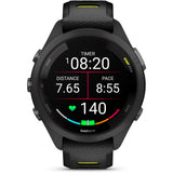 Garmin Forerunner 265S Black Bezel and Case with Black Amp Yellow Silicone Band