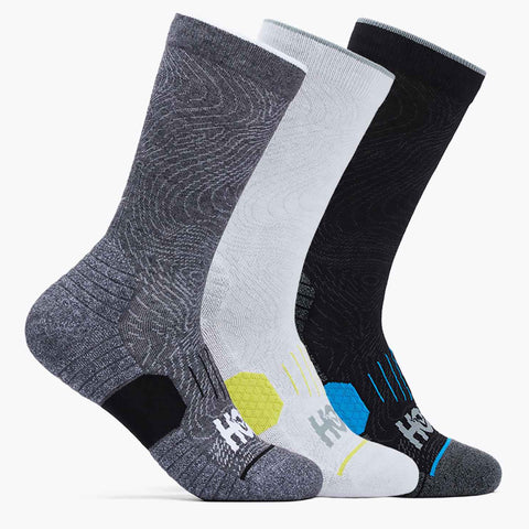 Hoka Crew Run Sock 3-Pack White/Black/Grey