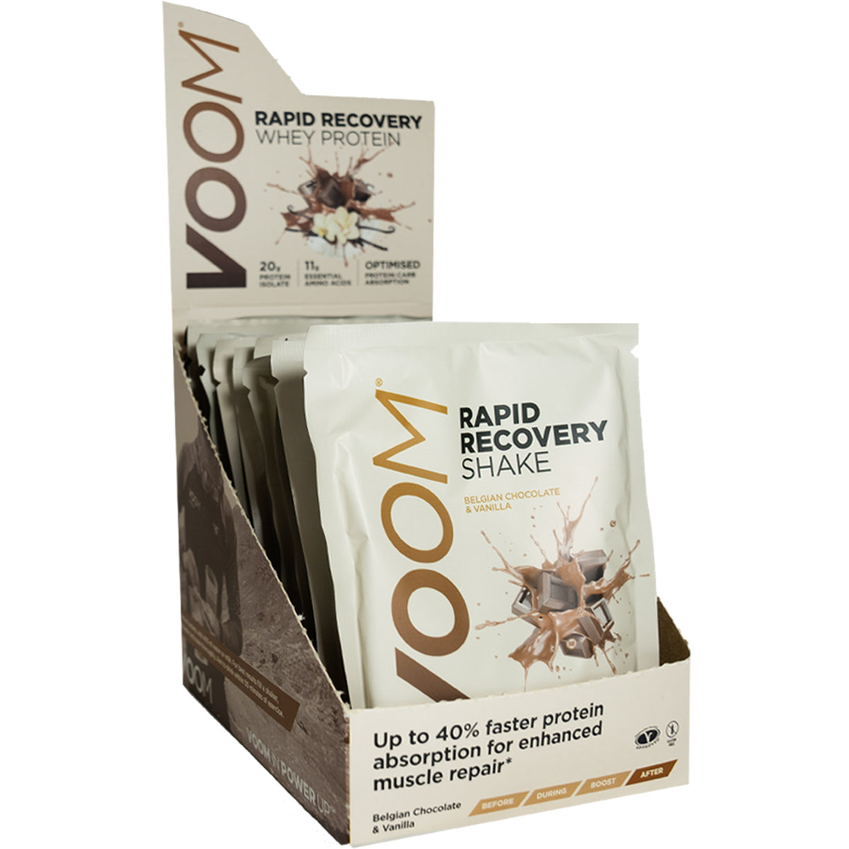 Voom Rapid Recovery Protein - Belgian Chocolate & Vanilla Sachet box o ... - Rapid Treatment For Chocolate Overdose
