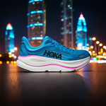 Hoka Bondi 9 Women's Skyward Blue Neon Fuschia
