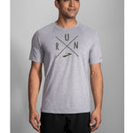 Brooks Distance Graphic Tee Men's Heather Sterling Olive