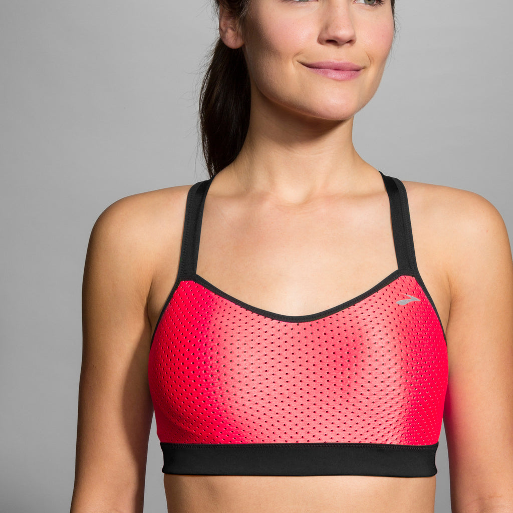 Rebound racer brooks gray and pink sports bra women's model