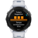 Garmin Forerunner 265 Forerunner 265 Black Bezel with Whitestone Case and Whitestone - Tidal Blue Silicone Band